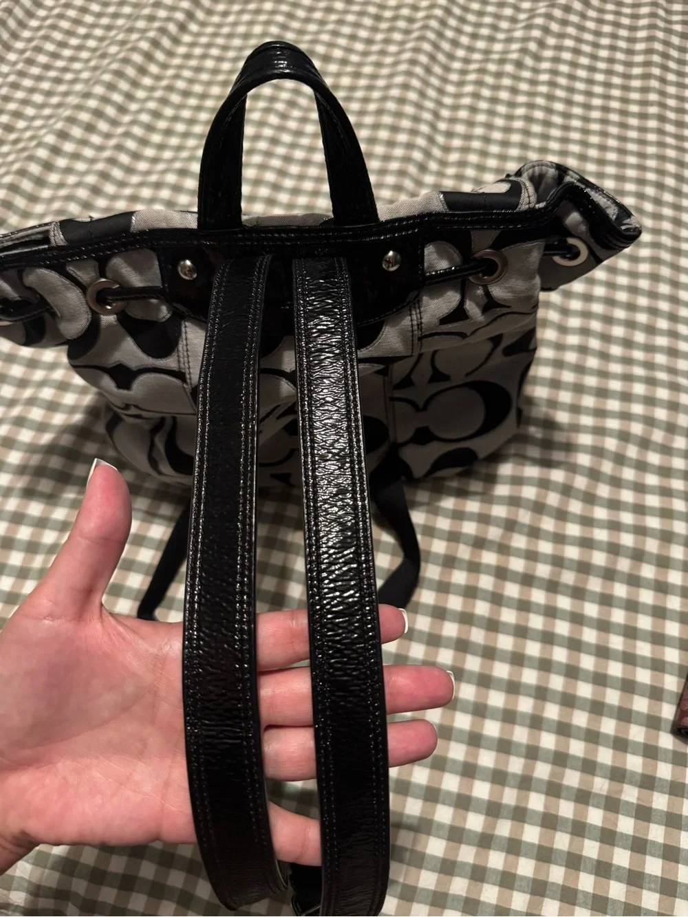 Coach Black and Gray Signature Backpack